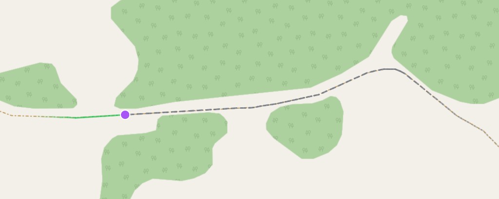 Map example of route window with dashed gray and green segments.